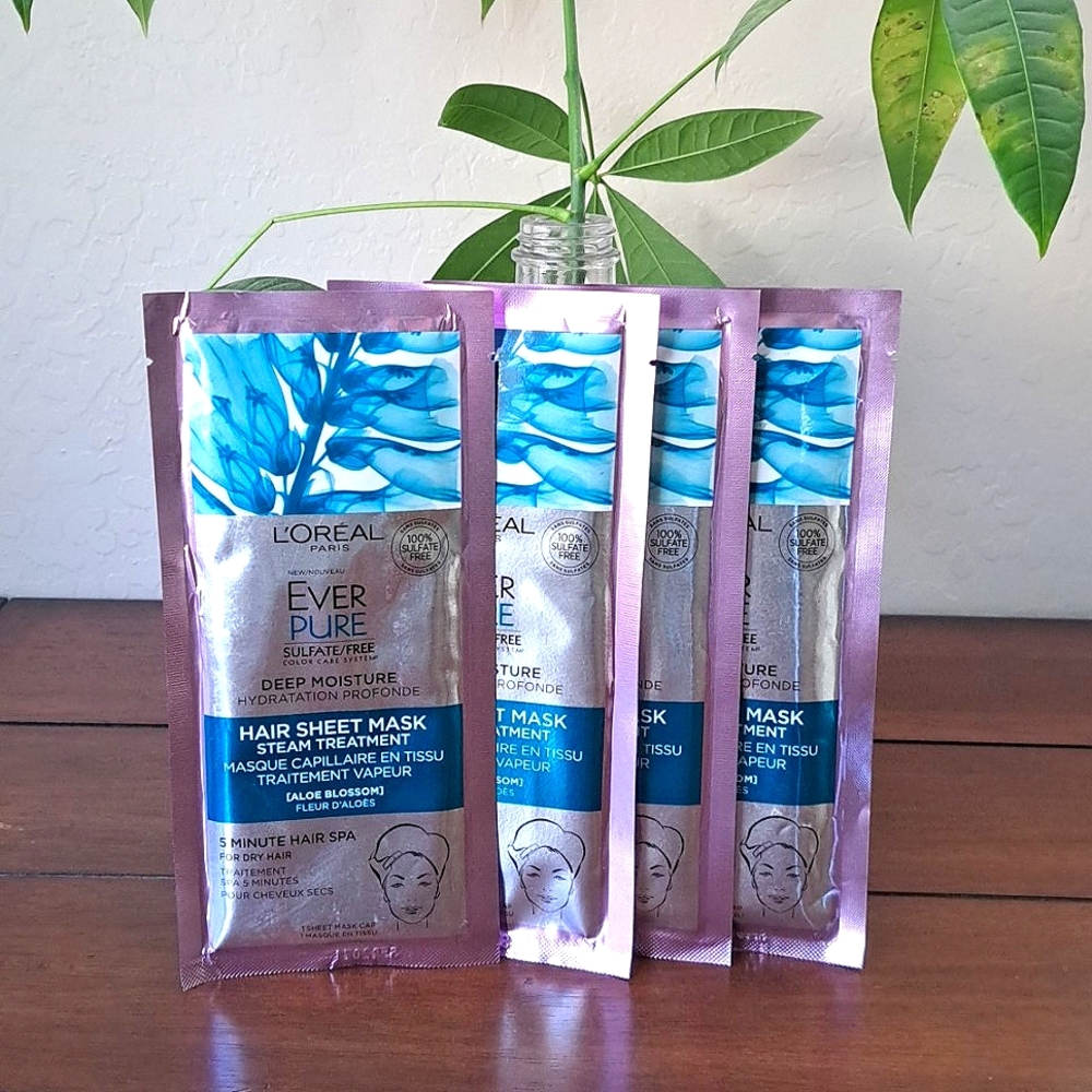 4 L’Oreal Paris Ever Pure Hair Sheet Mask Steam Treatment for Dry Hair/Hair Spa